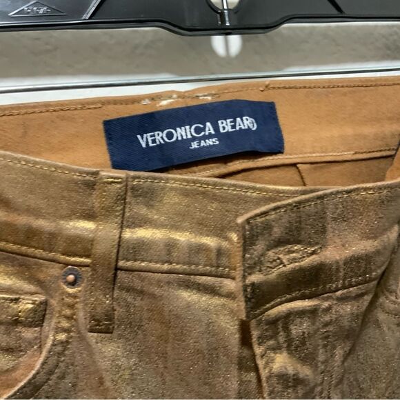 Veronica Beard Beverly metallic High-Rise Wide Leg Jeans - Picture 3 of 6